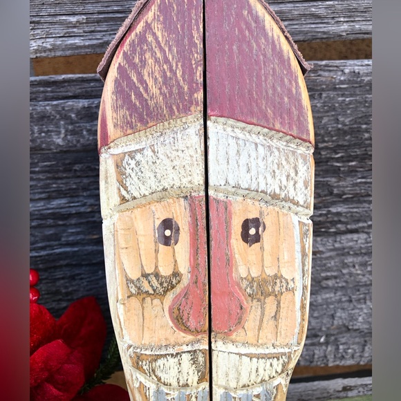 Recycled wood Christmas Santa Nutcracker prim Xmas decor hand carved Handmade ❤️ - Picture 5 of 8